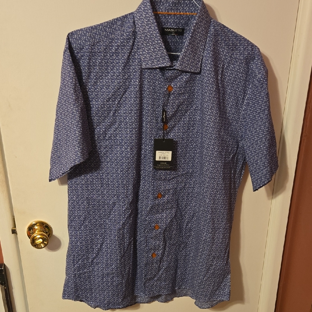 Men's Patterned Blue Casual Shirt